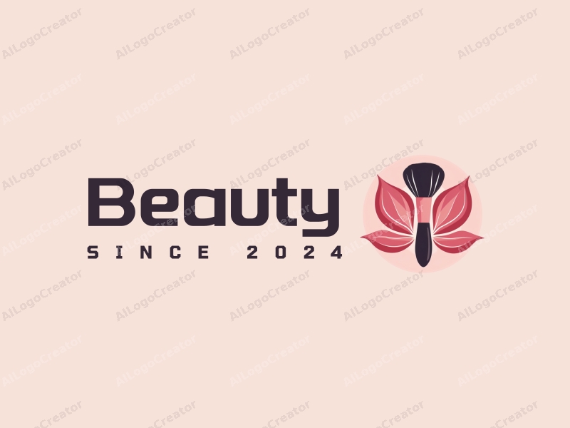 modern design features elegant flower petals, a stylized makeup brush, and a beauty theme combined with a clean background.