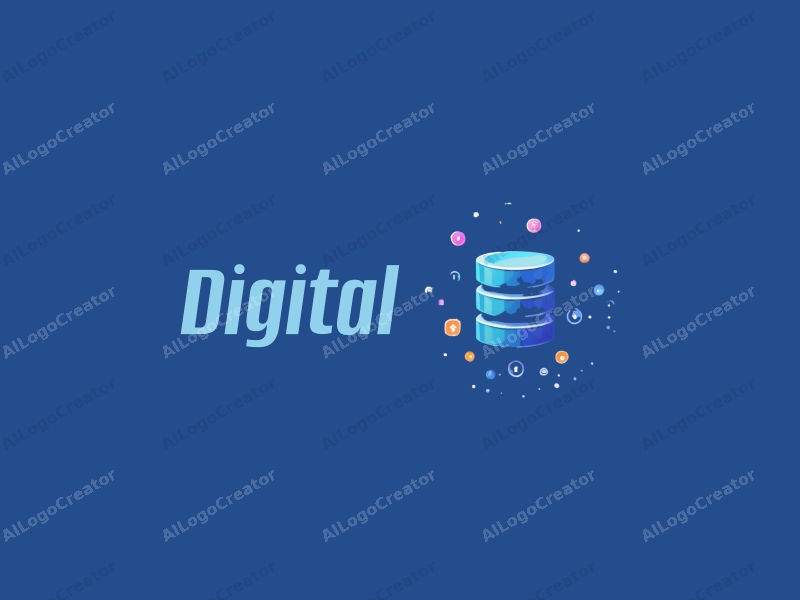 modern design features digital elements like circuit patterns, stylized database icons, and code snippets combined with a clean blue background.