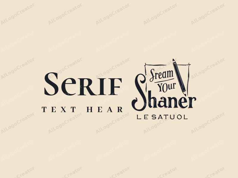 vintage design features elegant serif fonts, a stylized pencil and paper, combined with a clean background.