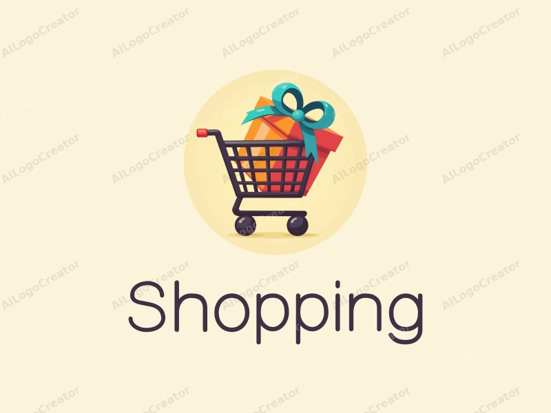 modern design features a vibrant shopping cart and a stylized gift box, combined with a clean background representing a mall atmosphere.