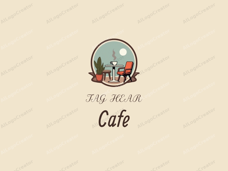 vintage design features a stylized coffee cup, a retro chair, and a cozy café setting combined with a clean background.