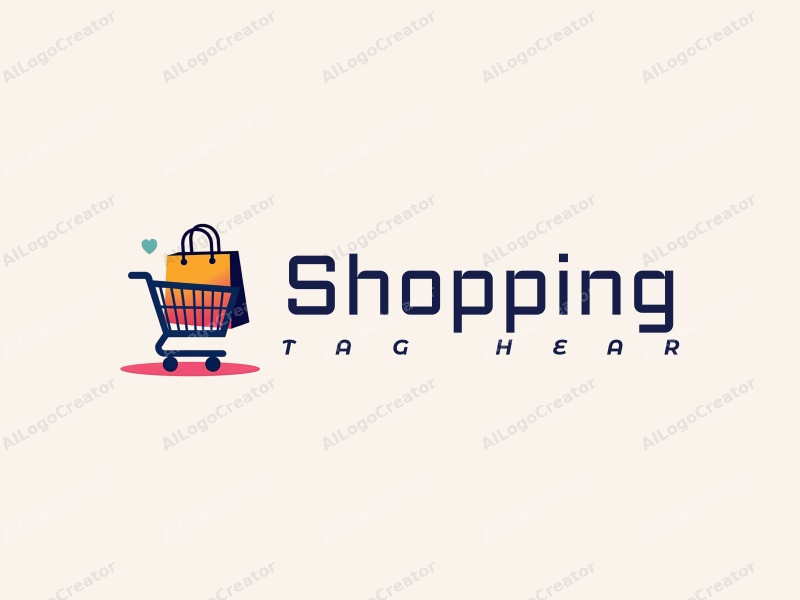 a modern design featuring a colorful shopping cart and shopping bag, combined with a vibrant mall background, emphasizing a clean and harmonious composition.