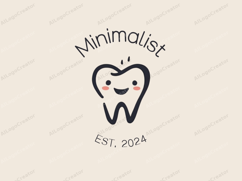 minimalist design features a stylized heart and teeth, conveying health and smile, combined with a clean background and simple line art approach.