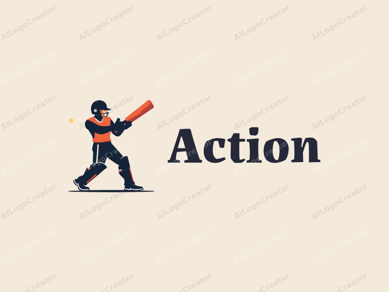 playful design features a stylized athlete swinging a bat, capturing motion and energy, combined with a clean background.