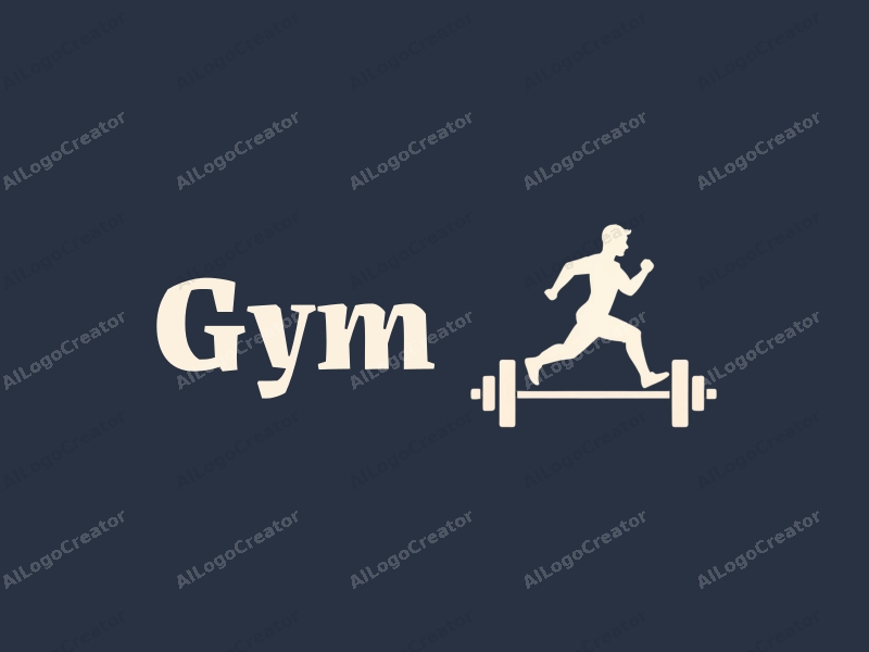 modern design features a stylized dumbbell and a dynamic runner silhouette, combined with a clean background and a harmonious layout.