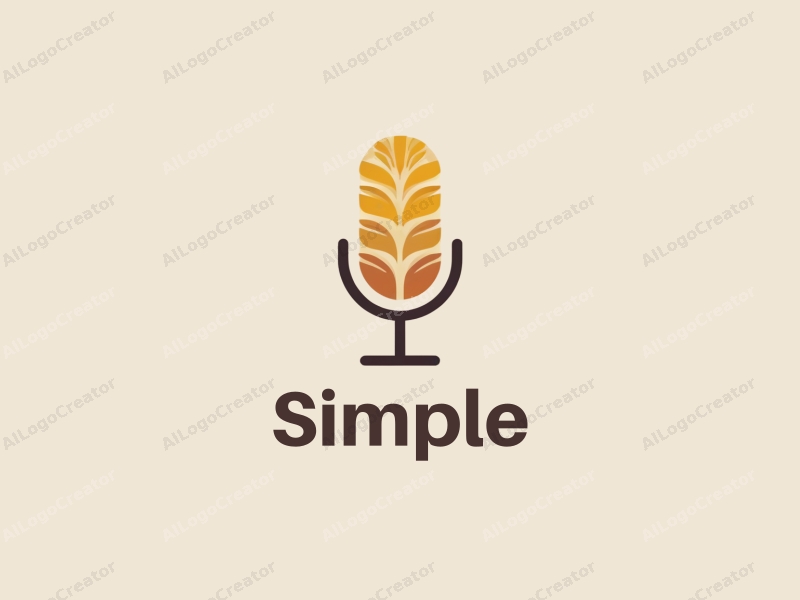 minimalist design features simple wheat ears and a stylized microphone, combined with a clean background.