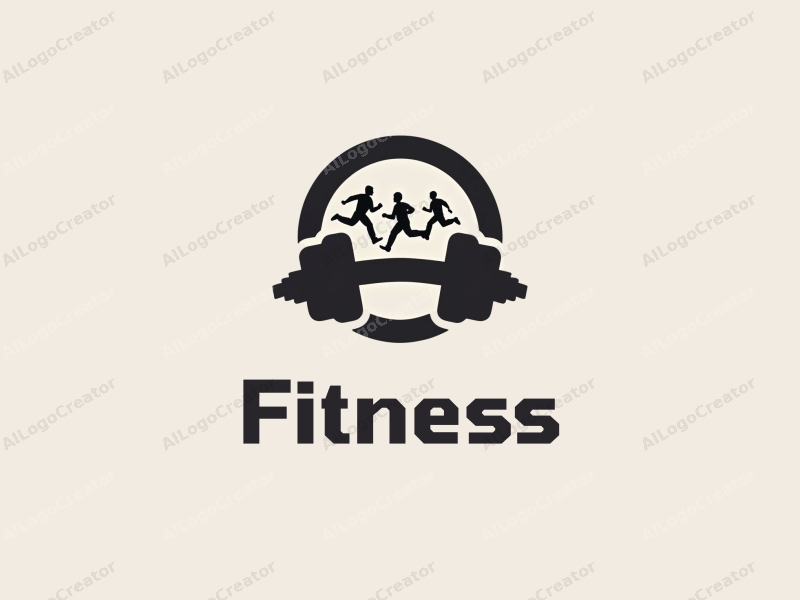 modern design features stylized dumbbells and running figures, combined with a clean background and a harmonious layout.