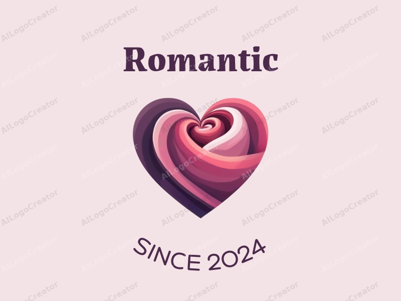 playful design features a stylized rose intertwined with a heart shape, incorporating pink and purple colors, combined with a clean background.