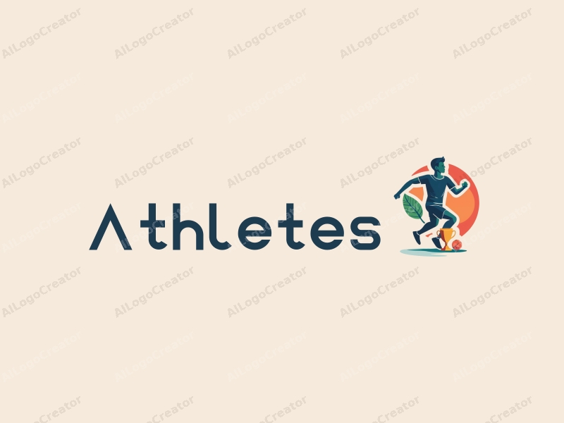 modern design features a dynamic athlete in motion, a stylized ball, and a trophy, combined with a clean background and a harmonious composition.