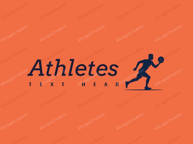 modern design features a dynamic athlete in motion, incorporating elements of running and basketball, with a clean background and a focus on simplicity and abstraction.