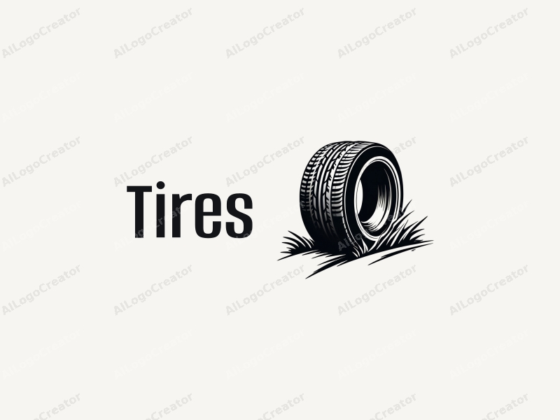 modern design features a stylized tire and car tire silhouette, with dynamic outlines and tracks, combined with a clean background.