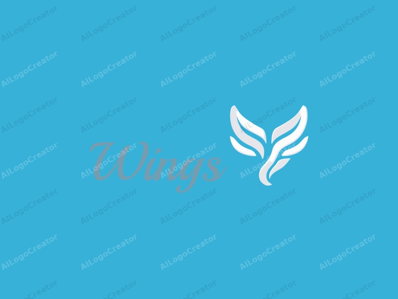 playful design features stylized wings and feathers, representing soaring and high-flying concepts, combined with a clean blue background.