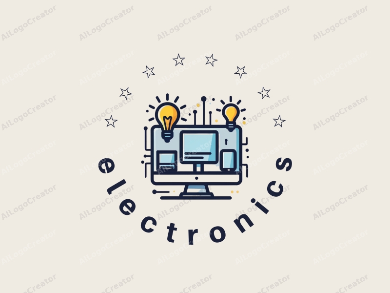 modern design features sleek electronic devices, a stylized computer, a light bulb, and circuit patterns combined with a clean background.