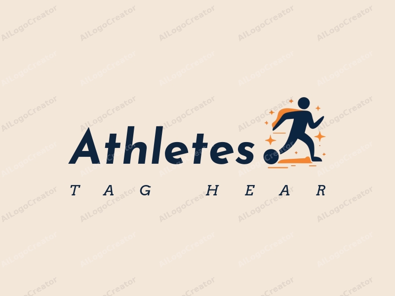 modern design features a dynamic athlete in motion, a stylized representation of a player on a sports field, combined with a clean background and a focus on simplicity and abstraction.