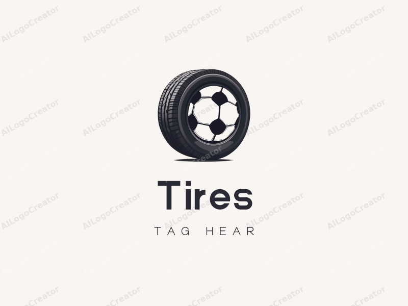 modern design features a stylized tire and car tire intertwined with a football motif, emphasizing competition, combined with a clean background.