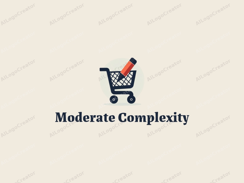 a modern design featuring a stylized shopping cart and a marker, combined with a complex design approach and a clean background.