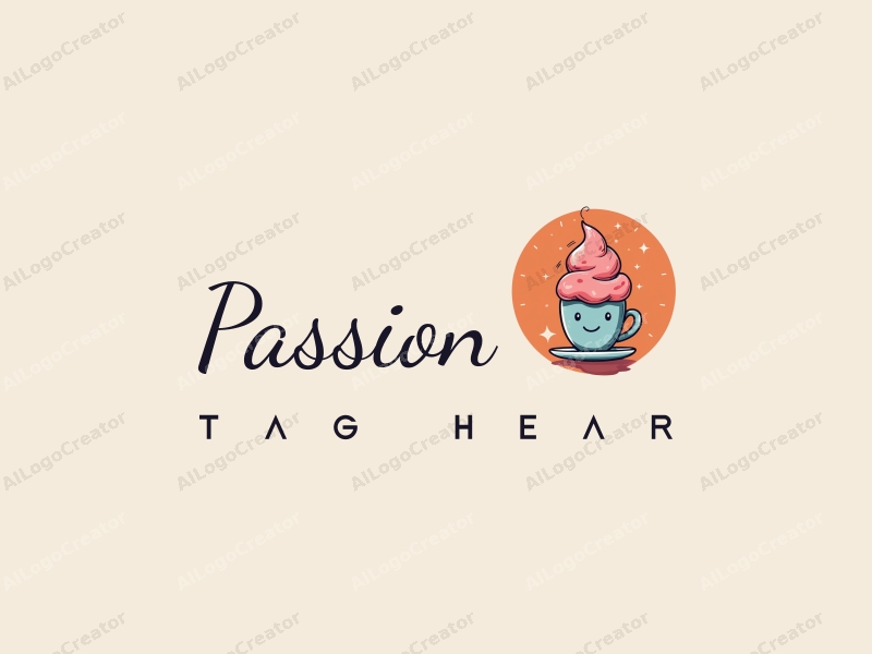 playful design features a whimsical ice cream cone and a steaming coffee cup, combined with vibrant red accents and a clean background, symbolizing passion and enthusiasm in art and education.