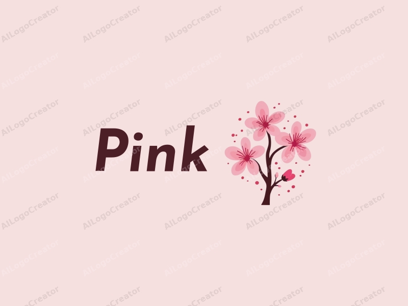 minimalist design features delicate cherry blossoms with soft pink petals and playful dots, combined with a clean background for a fresh and elegant look.