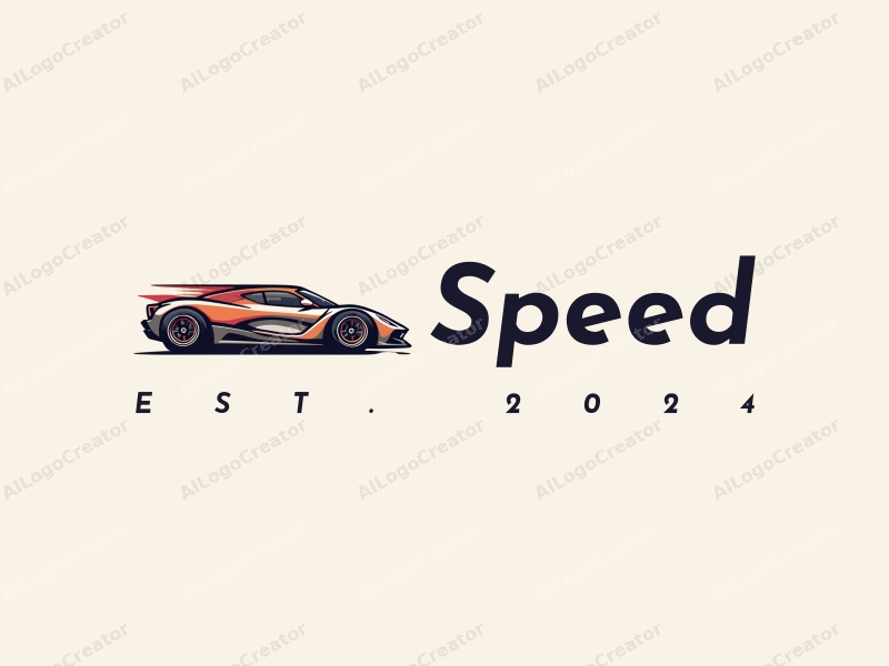 a modern design featuring dynamic lines representing speed, a stylized racing car silhouette, and an abstract engine shape, combined with a clean background.