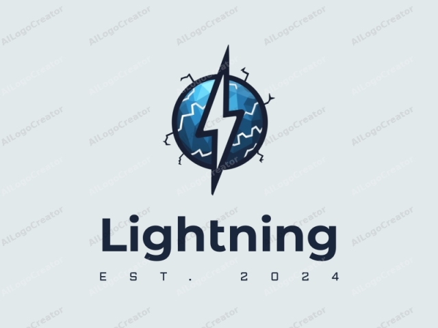 geometric design features stylized lightning bolts, electric currents, and a lightning ball, combined with electric wave patterns against a clean background.