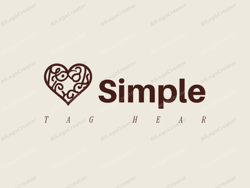 minimalist design features a stylized heart shape intertwined with elegant calligraphy, combined with a clean background and a simple, harmonious composition.