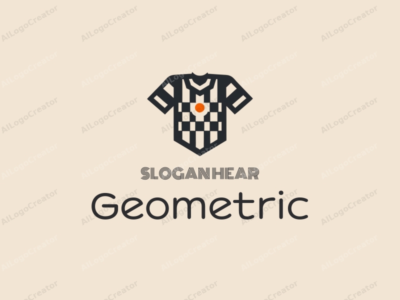 geometric design features a combination of squares and circles, a stylized jersey, and a circular badge, all integrated with a clean and minimalistic background.