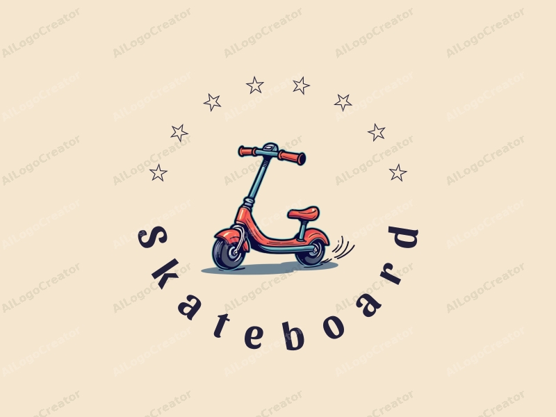 playful design features a vibrant skateboard and scooter with dynamic wheels, combined with a clean background and a sense of movement.