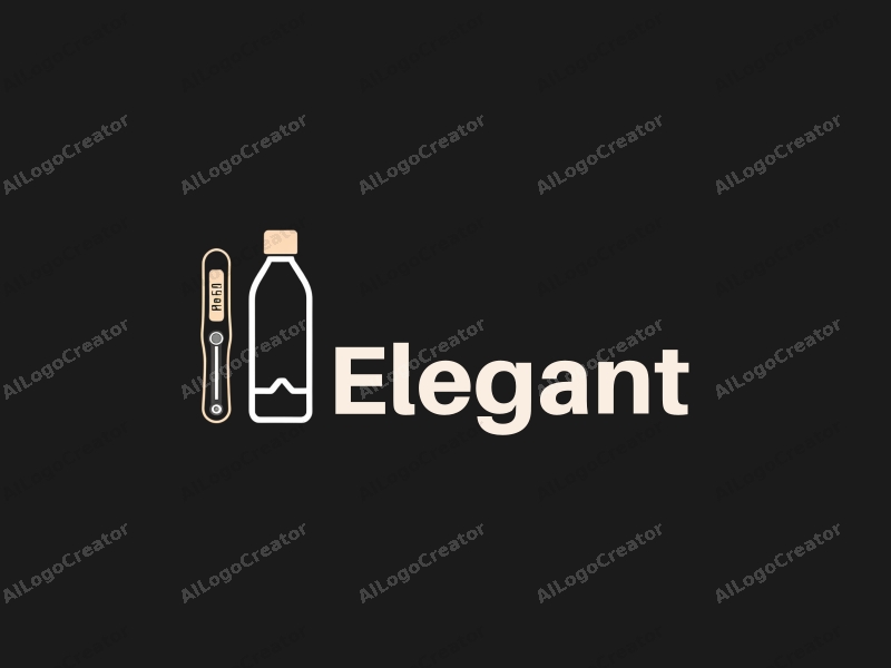 modern design features a sleek digital thermometer and a stylish water bottle, combined with elegant and refined elements against a clean black background.