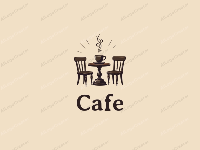 vintage design features a stylized coffee cup, an antique chair, and a cozy café setting combined with a clean background.