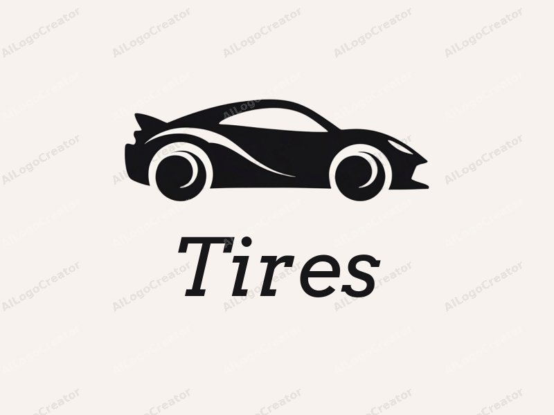 modern design features a stylized car silhouette, overlapping tires and wheels, combined with a clean background.