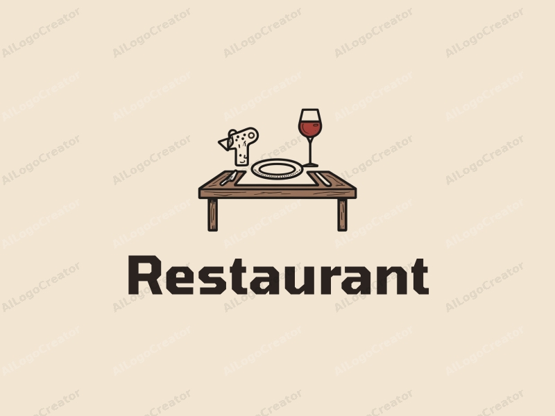 modern design features a stylized dining table with a menu, a plate, and a wine glass, combined with a clean background.