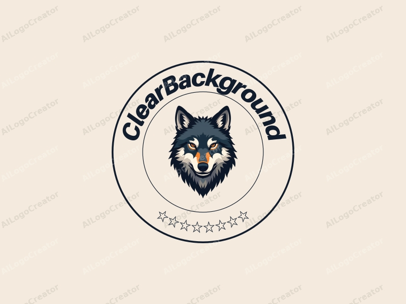 minimalist design features a clear background, a stylized representation of a wolf pack, and military elements combined with a transparent color scheme.