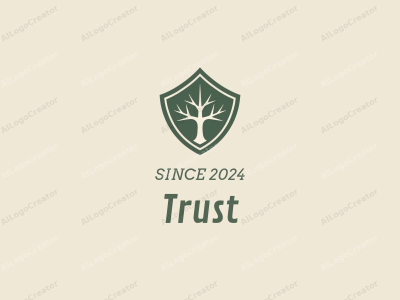 a modern design featuring a stylized tree and a shield, symbolizing trust and safety, combined with a clean background.