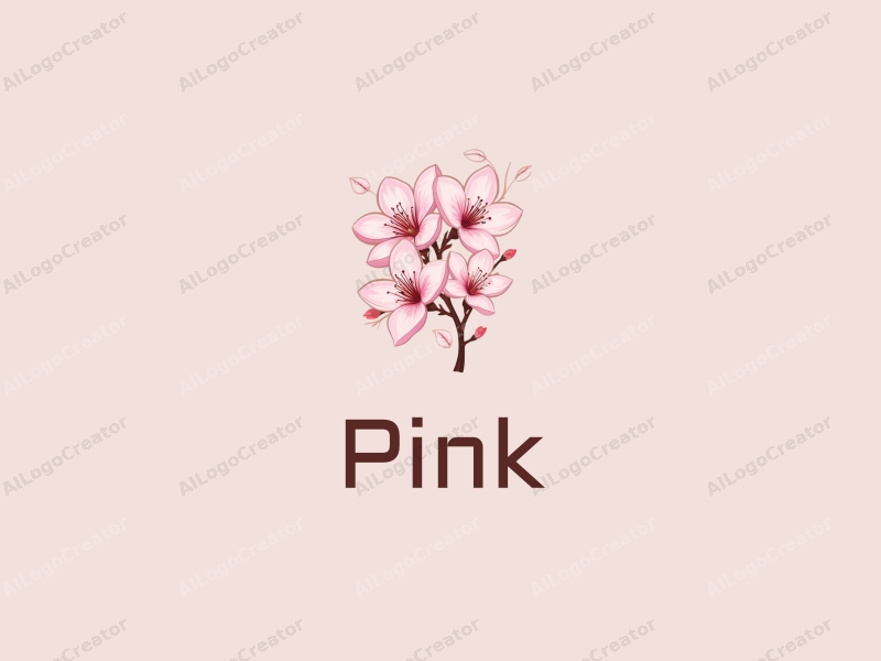 minimalist design features delicate cherry blossoms with soft pink petals and flowing ribbons, combined with a clean background for a fresh and elegant look.