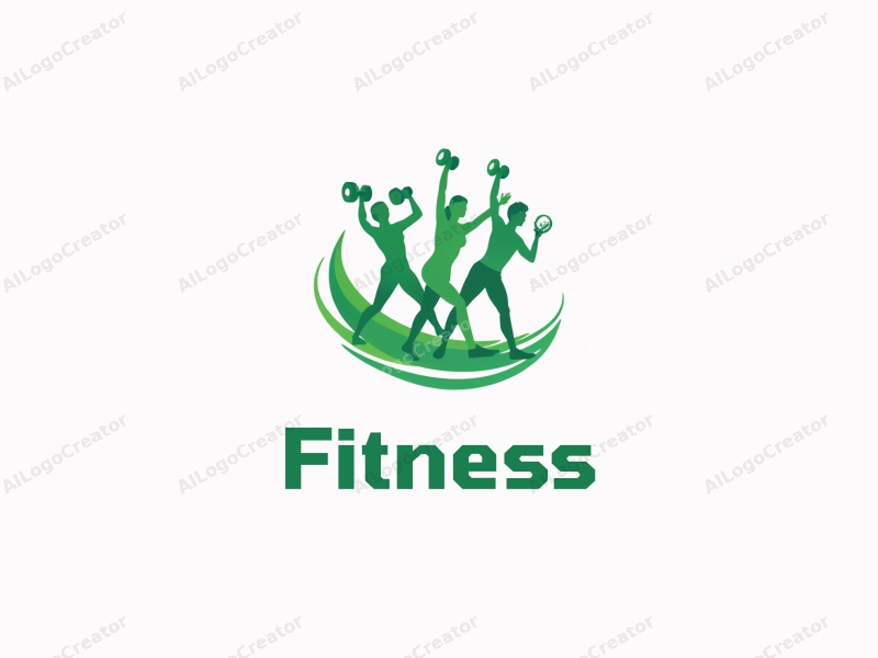 modern design features dynamic fitness elements, energetic silhouettes of people exercising, combined with a clean background and a vibrant green color scheme.