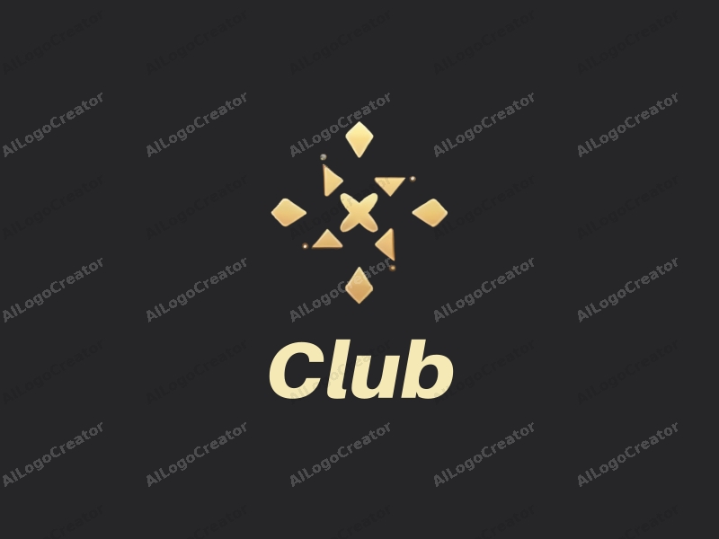 a modern minimalist design featuring stylized club elements, interconnected cards, and a clean black and gold color scheme, emphasizing social interaction and connection.