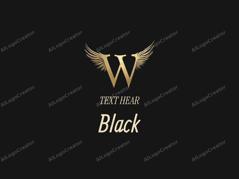 minimalist design features a stylized letter W integrated with dragon wings, set against a black background, evoking a sense of elegance and mystery in a night-time atmosphere.