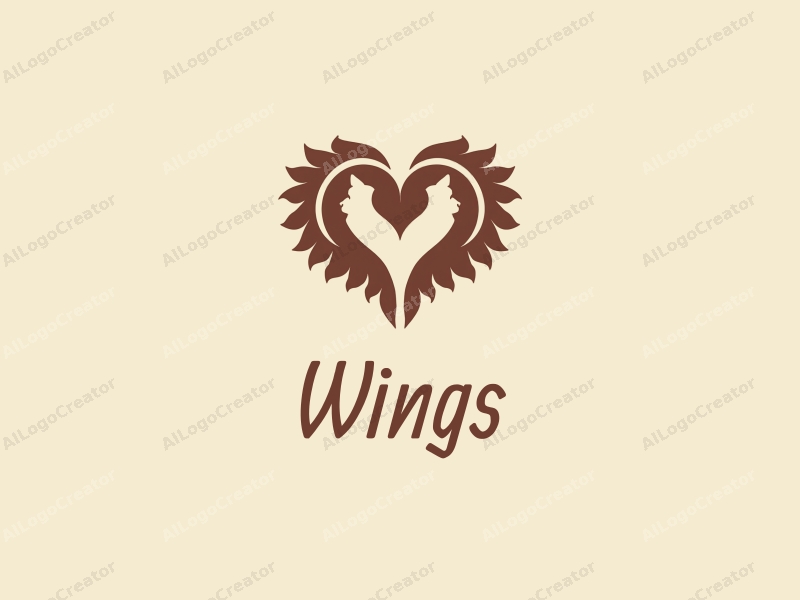 playful design features stylized wings and a heart intertwined with a lion silhouette, combined with a clean background.