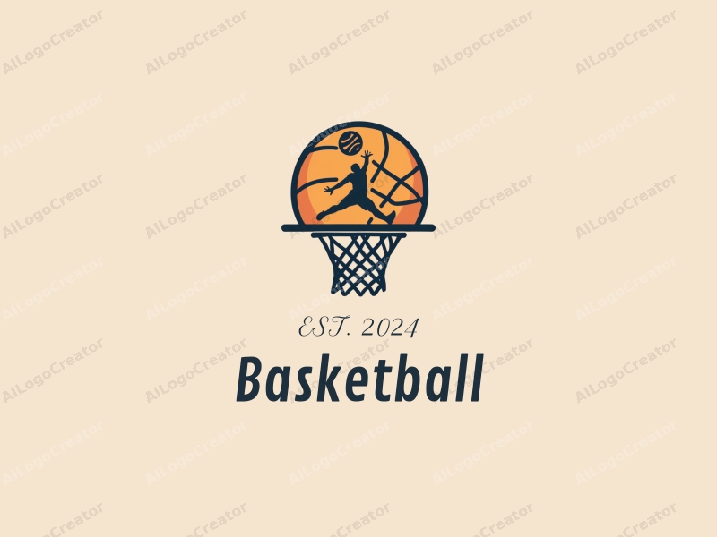 playful design features a dynamic athlete in mid-jump, a stylized basketball, and a hoop, combined with a clean background.