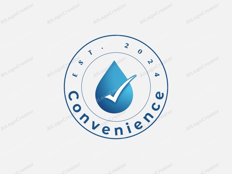 modern design features a stylized water droplet and an arrow, symbolizing convenience and practicality, combined with a clean background.