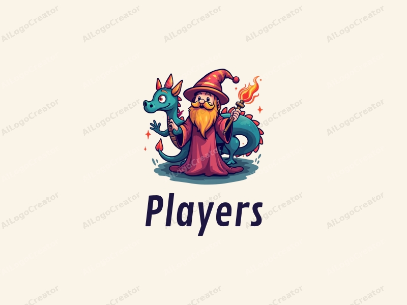 playful design features a vibrant player character, a whimsical wizard casting spells, and a colorful dragon, combined with a clean background.