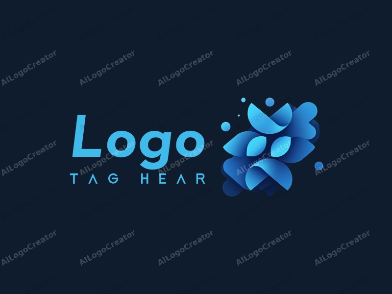 modern design features abstract shapes symbolizing branding and innovation, combined with a blue and black color palette, set against a clean background.