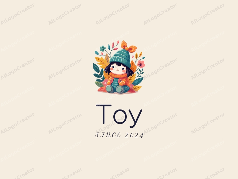 playful design features whimsical dolls, colorful puzzle pieces, and vibrant leaves, combined with a clean background and a fun, engaging composition.