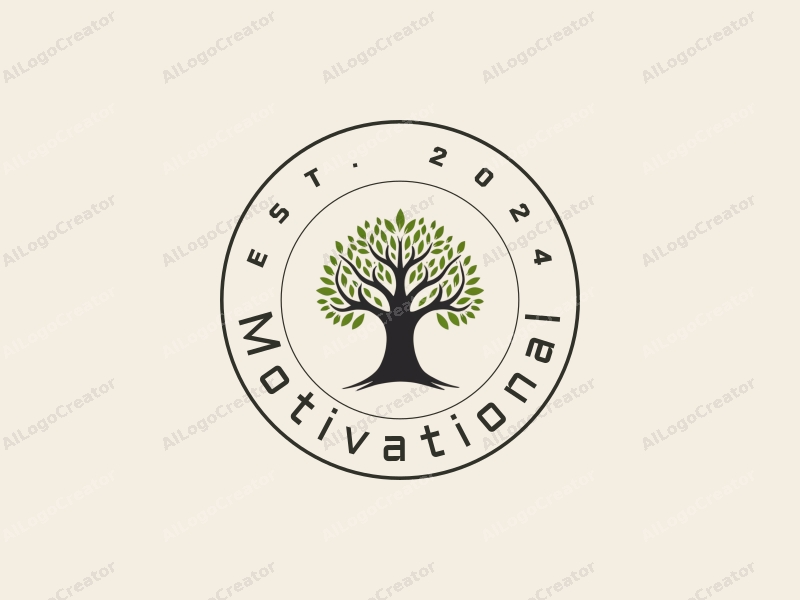 modern design features a stylized tree symbolizing growth and a human mind silhouette, combined with elements of motivation and encouragement, set against a clean background.