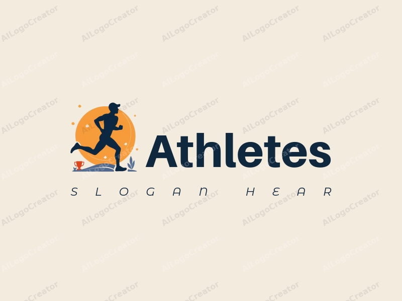 modern design features a dynamic runner silhouette, a stylized trophy, and a clean background combined with a harmonious composition.