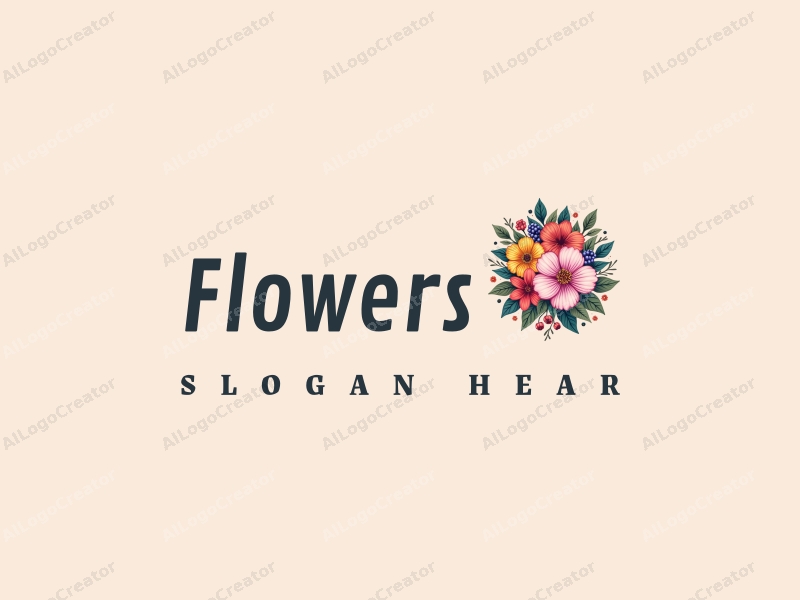 playful design features vibrant flowers and petals, colorful berries, and lush green leaves combined with a clean background.