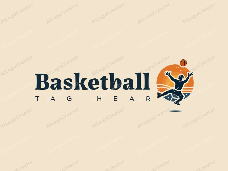 playful design features a dynamic basketball and an athlete celebrating victory, combined with a clean background.