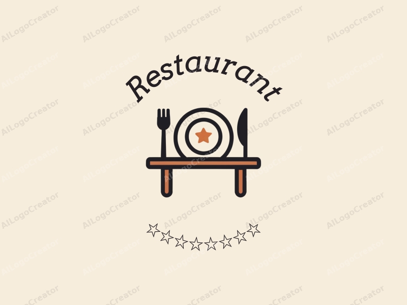 modern design features a stylized dining table with a menu, a plate, and knife and fork, combined with a clean background.