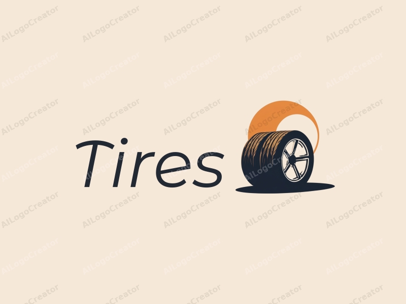 modern design features a stylized tire and car tire silhouette integrated with a crescent moon, combined with a clean background.