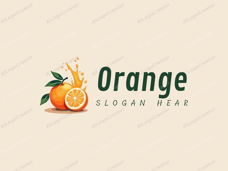 playful design features a stylized orange, a splash of juice, and a refreshing drink concept combined with a clean background.